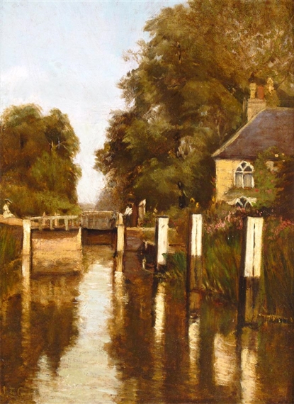 By the lock-keeper's cottage by James Edward Grace