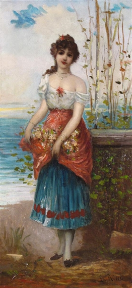 Gathering flowers by L. Ricci