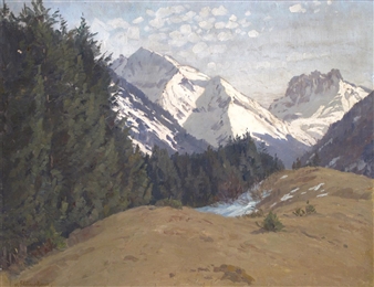 Obensdorf, snow on the mountains - Lonny von Plänckner