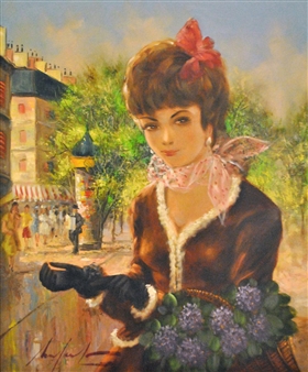 PORTRAIT OF A WOMAN WITH A BASKET OF FLOWERS - Gerhard Merfort