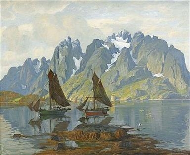 Norskt fjordlandskap by Thorolf Holmboe, 1905