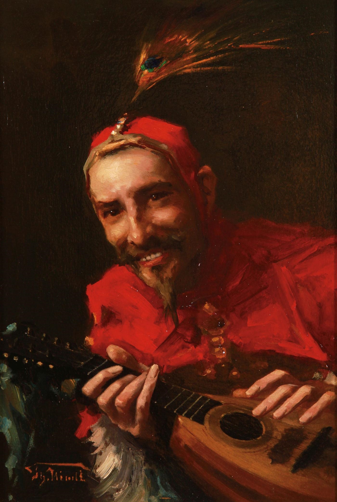 Munich School, 20th Century | The Court Jester Playing a Mandolin ...