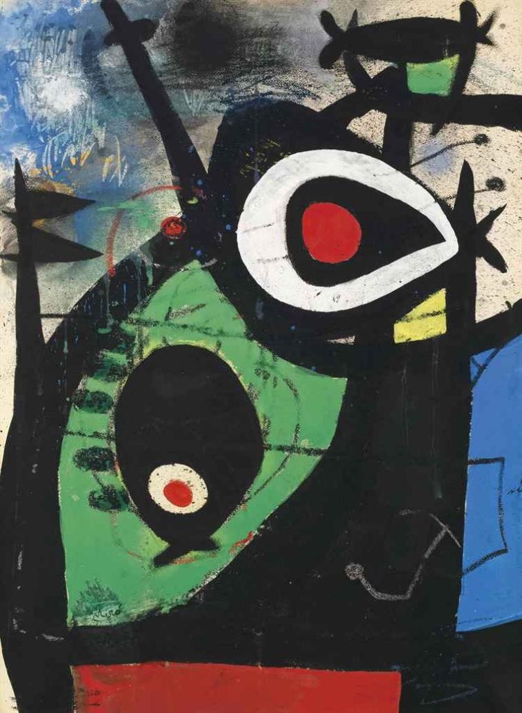 Joan Miró Femme et oiseau dans la nuit (1967) MutualArt