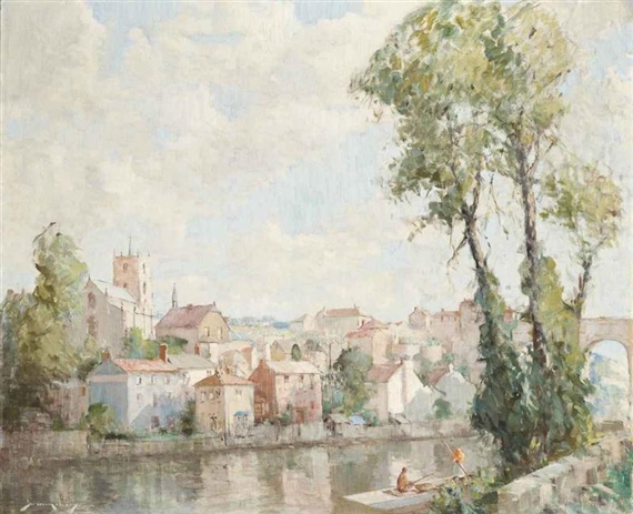 Punting on the Nidd, Knaresborough by William Lee-Hankey