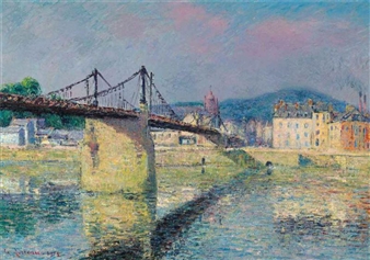 Le pont suspendu à Elbeuf - Gustave Loiseau