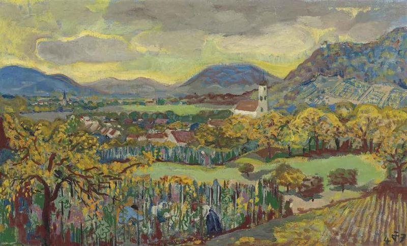 Artwork by Otto Dix, Blick auf Öhningen und Stein am Rhein, Made of oil on canvas