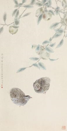 Artwork by Jiang Hongwei, TWO QUAILS, Made of ink and color on paper