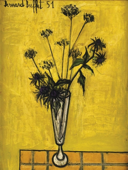 ベルナール・ビュフェ、TROIS JACINTHES DANS UN VASE ベルナール・ビュフェ、TROIS JACINTHES DANS UN VASE