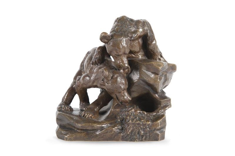 Artwork by Charles Paillet, Oursons, Made of Bronze group with brown patina