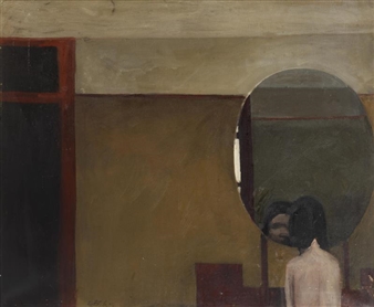 Girl reflected in an oval mirror - Lewin Bassingthwaighte