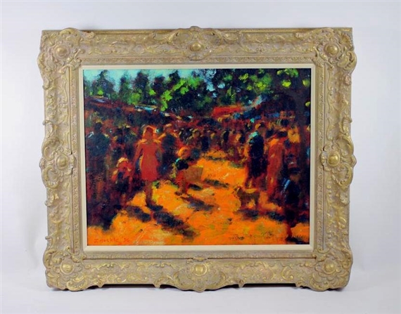 The Market at Mimizan Near Bordeaux by John Mackie, 1996