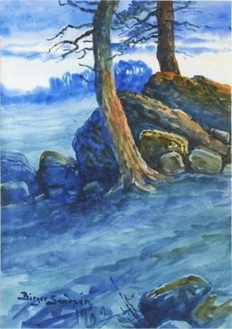 Tallar vid stenröse by Birger Sandzén, 1902