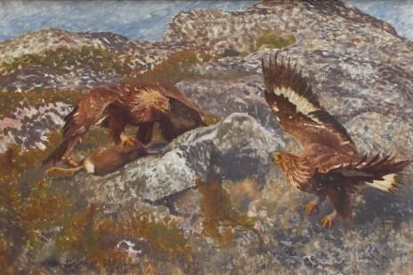 Kungsörnar slår hare by Bruno Liljefors, 1912