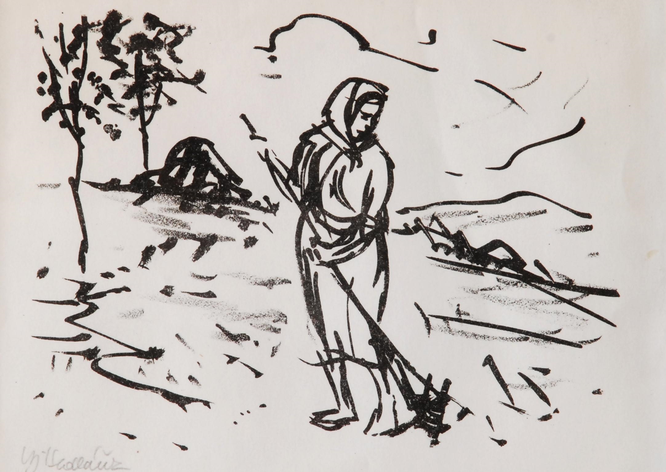 Artwork by Vojtěch Sedláček, At field, Made of litography