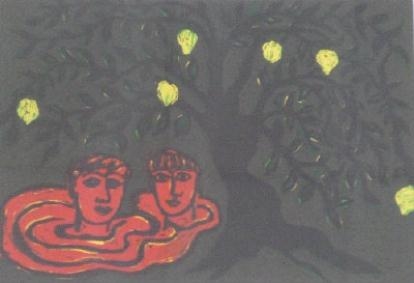 Artwork by Eileen Cooper, Lemon Tree, Made of linocut