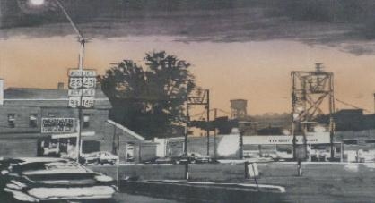 Artwork by Jonathan Kaufman, Dusk in Zanesville, Made of Linocut