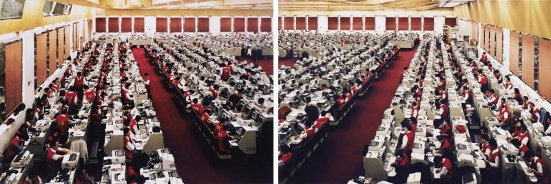 Artwork by Andreas Gursky, HONG KONG, STOCK EXCHANGE (DIPTYCH), Made of C-Print
