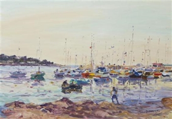 Sailboats in the Harbor - Gaston Sébire