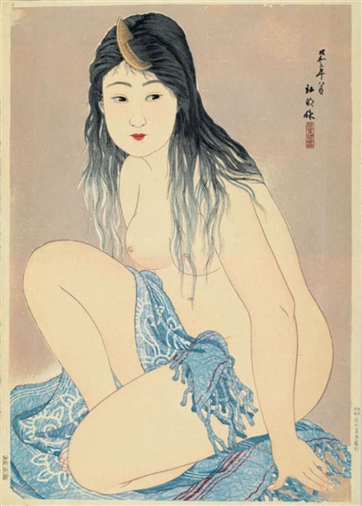 Abalone diver by Takahashi Shōtei, 1931