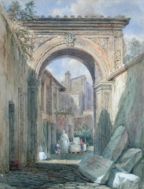 Artwork by Louis Laurent Raze, View of the Studio of Sig. Shakespeare Wood, Sculptor, 504 Corso, Rome, Made of watercolour