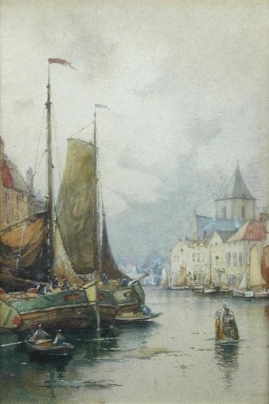 J.R. Miller | 2 Works : Dutch river scenes ; A Shepherd herding sheep ...