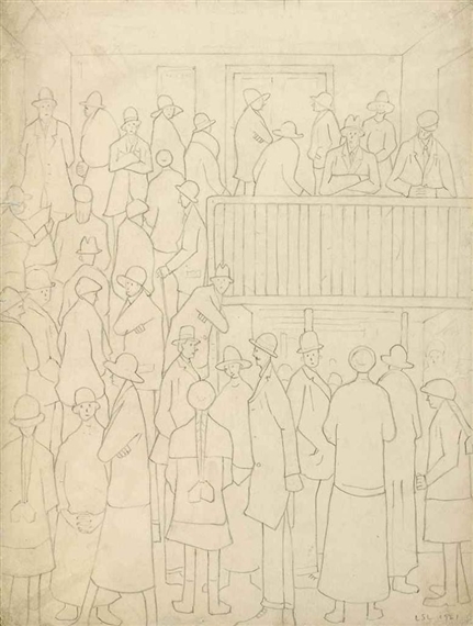 Entrance to the Stockport 'Garrick' by Laurence Stephen Lowry, 1921