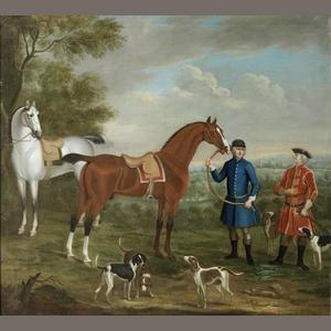 A bay and a grey hunter, said to belong to Thomas Watson, 3rd Earl of Rockingham by Richard Roper