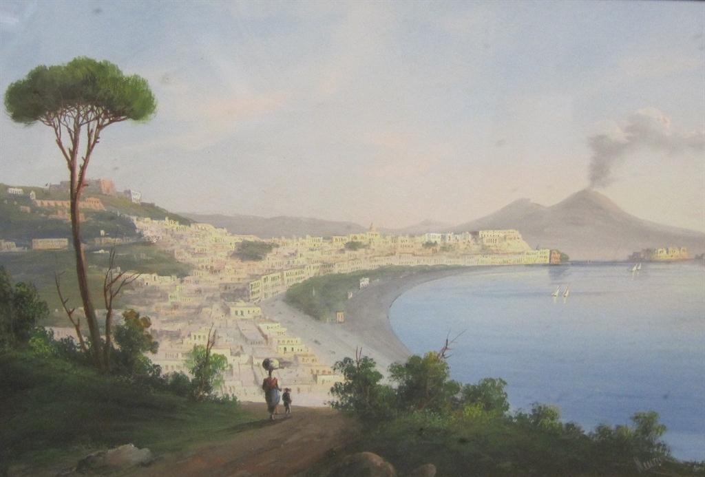 Travellers on a Path above the Bay of Naples by Emmanuel Meuris