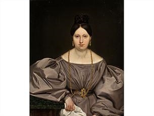 HALF PORTRAIT OF A CIVIL GRAND LADY - Wiener Biedermeier