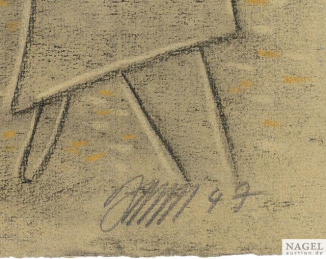 Artwork by Willi Baumeister, Kegelspiel, Made of Charcoal and pastel on paper