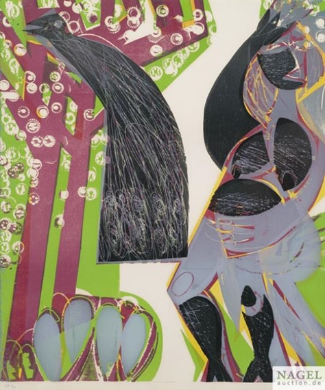 Die Frau mit dem Pfau by HAP  Grieshaber, 1963