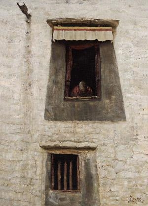 TEMPLE WINDOW by Sun Jingbo, 1986
