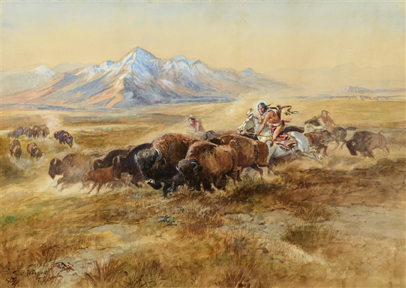 Charles Marion Russell | Buffalo Hunt #27 (1900) | MutualArt
