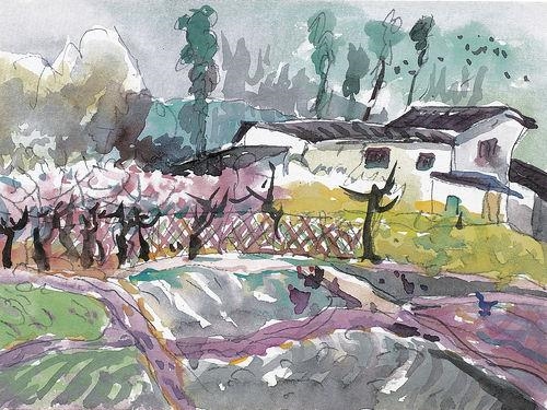 Luo Zhongli | Farmland outside My Dujiangyan Studio No.1 (1995) | MutualArt