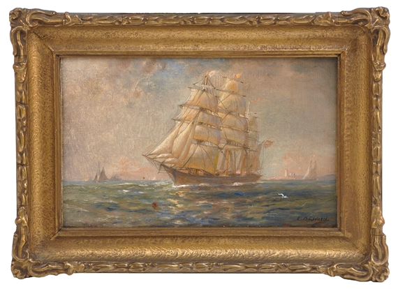 Clipper ship under sail by Lemuel D. Eldred