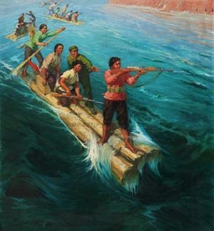 Artwork by Xia Peiyao, CROSSING DADU RIVER, Made of Oil on canvas