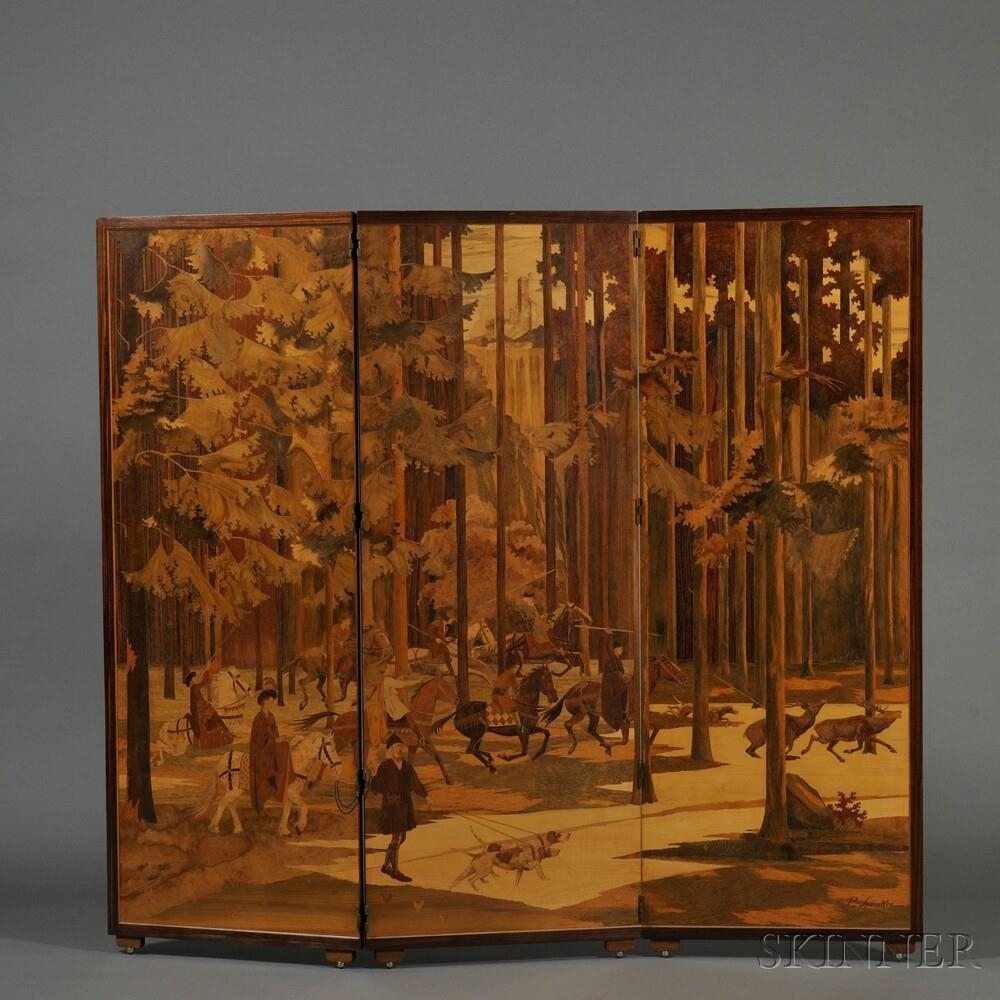 Paul Louis Spindler | Three-panel Marquetry Floor Screen (Circa 1950 ...