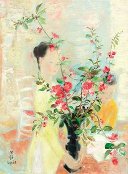 Lady with Flowers by Lê Ph?