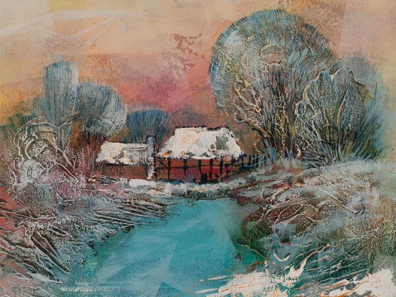 Artwork by Ernst Peter Rade, Winter Morning at River I, Made of Acrylic painting