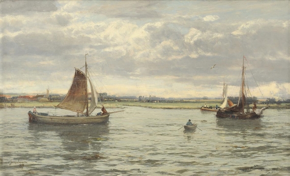 Off Dordrecht by David Farquharson, 1887