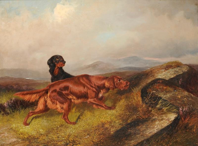 Colin Graeme Roe | Two Setters in a Moorland Landscape (1896) | MutualArt