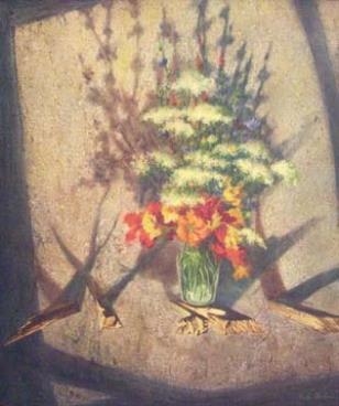Artwork by Paul Gorka, NASTURTIUMS AND BARN SWALLOWS, Made of oil on canvas