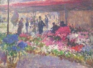 FLOWER MARKET by Georges Jules Ernest Binet