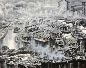Artwork by Xu Xi, BOATS, Made of ink and color on paper