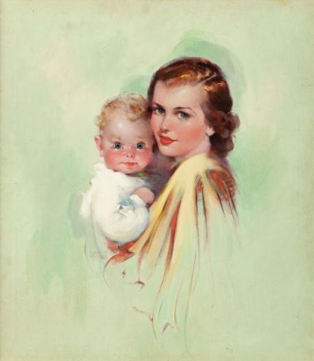 Artwork by Florence A. Kroger, 2 Works: Sweethearts, Made of Oil on canvas, color offset lithograph