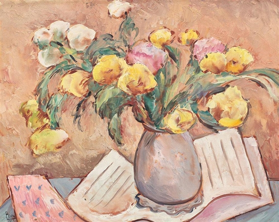 Vase with Roses by Ion Theodorescu Sion, 1927