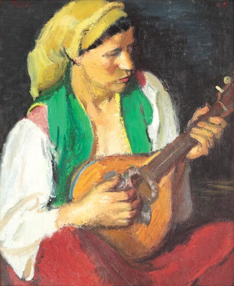 Odalisque with mandolin by Iosif Iser, 1945