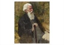Old Man and Stick by Leonid Mihailovich Stil, 1869