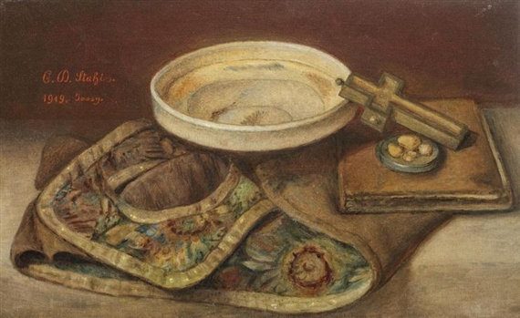 Still life with Christian artifacts by Constantin Daniel Stahi, 1919