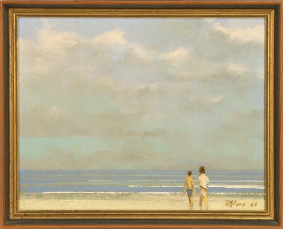 Girl and Sea by Robert R. Bliss, 1969